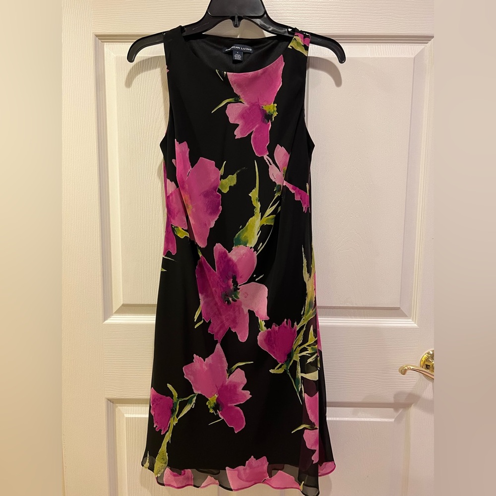 Black Dress with pink flowers!